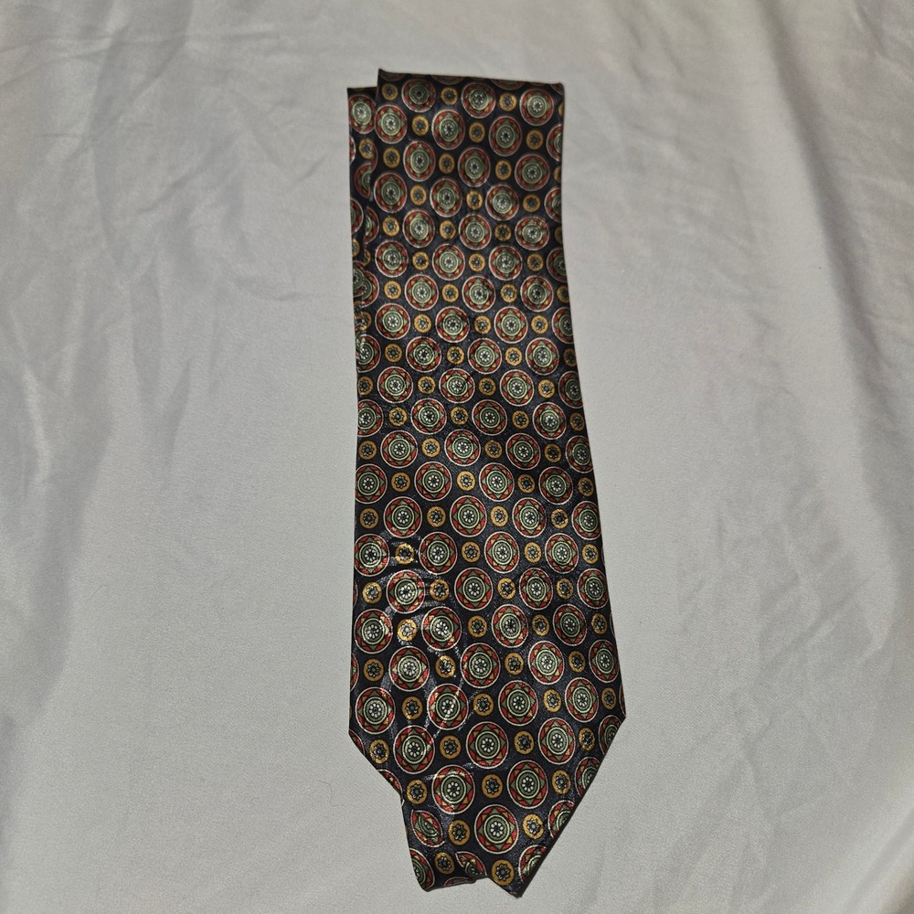 Gio Galanti Handmade Silk Necktie Mens Geometric Circles Pattern